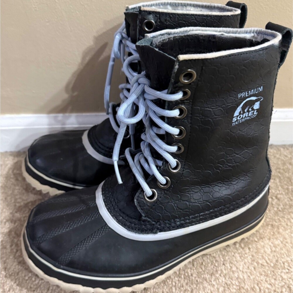 Sorel 1964 Premium Womens Blue Waterproof Rubber Insulated Rain Duck Boots Sz 6